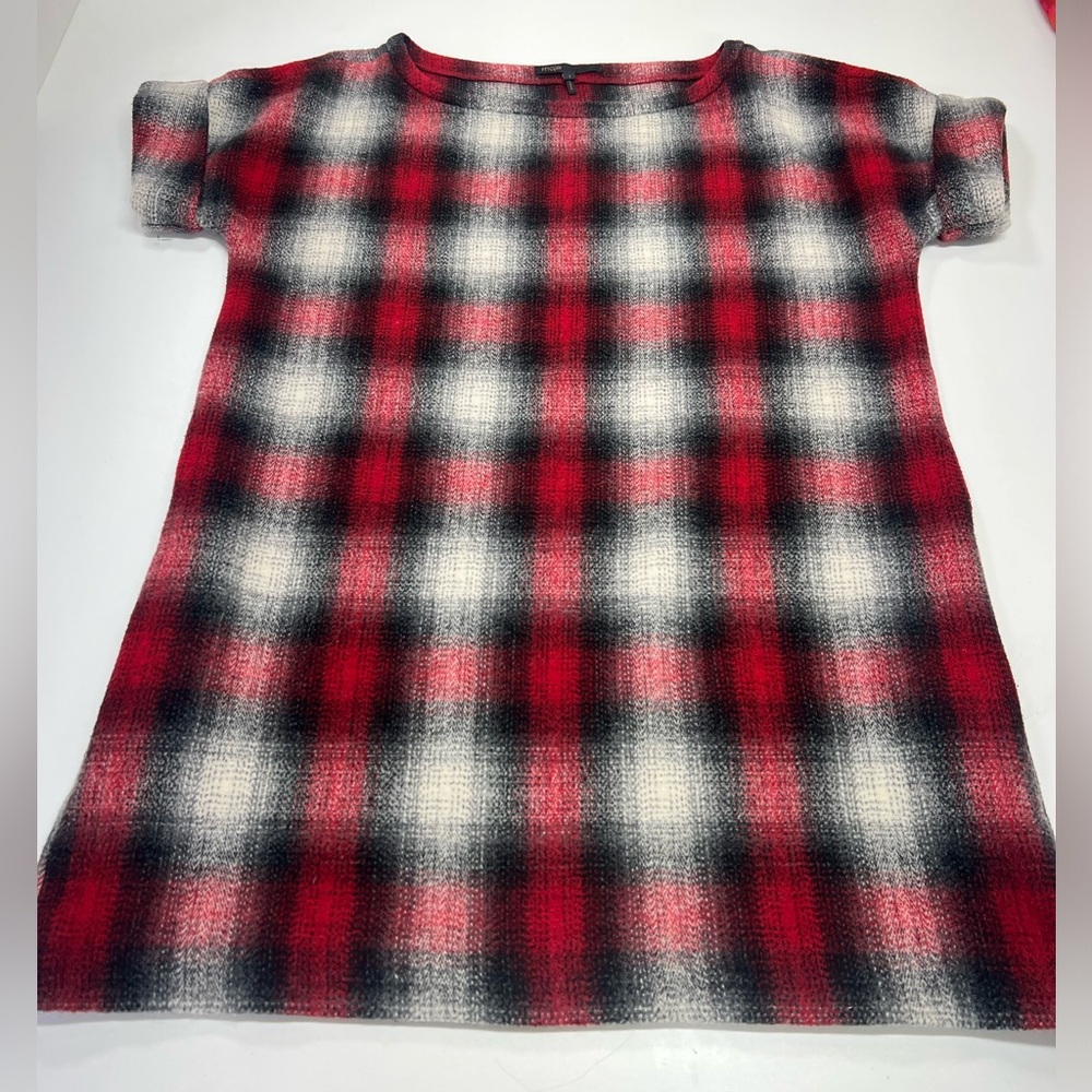 Maje Jaxine Wool Dress Jumper Red Tartan Plaid Size US Small - Picture 12 of 13